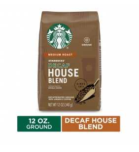 Starbucks Decaf Ground Coffee â House Blend â 100% Arabica â 1 bag (12 oz.)