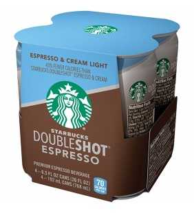 Starbucks Doubleshot Espresso, Espresso & Cream Light, 6.5 oz Cans (4-Pack)