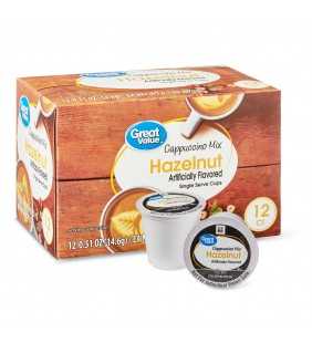 Great Value Hazelnut Cappuccino Mix, Single Serve Coffee Pods, 12 Count
