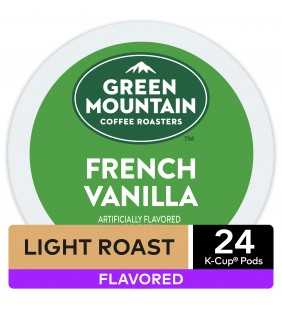 Green Mountain Coffee French Vanilla Flavored K-Cup Pods, Light Roast, 24 Count for Keurig Brewers