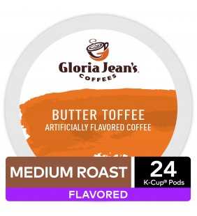 Gloria Jean's Coffees Butter Toffee Flavored K-Cup Pods, Light Roast, 24 Count for Keurig Brewers