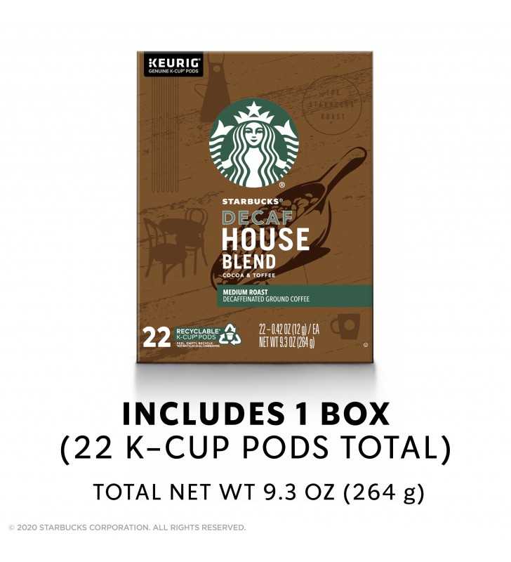 Starbucks Decaf K-Cup Coffee Pods — House Blend for Keurig Brewers — 1 box (22 pods)