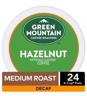 Green Mountain Coffee Hazelnut Decaf, Flavored K-Cup Pods, Light Roast, 24 Count For Keurig Brewers