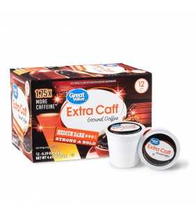 Great Value Extra Caff Coffee Pods, Medium-Dark Roast, 12 Count