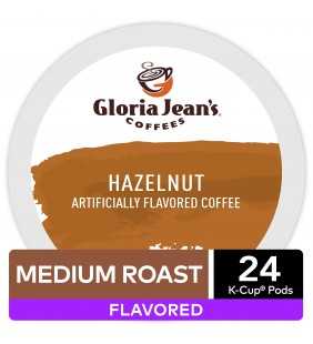 Gloria Jean's Hazelnut, Flavored K-Cup Coffee Pods, Medium Roast, 24 Count, For Keurig Brewers