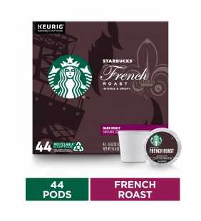 Starbucks Dark Roast K-Cup Coffee Pods â French Roast for Keurig Brewers â 1 box (44 pods)