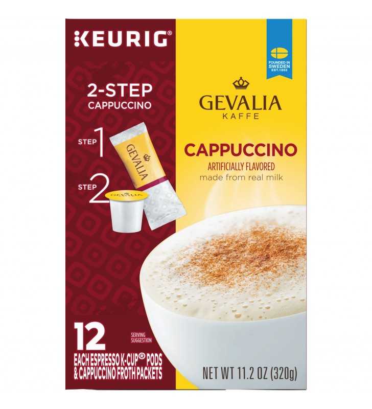 Gevalia Cappuccino K Cup Espresso Coffee Pods & Cappuccino Froth Packets,  12 ct Box 