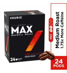 MAX Boost By Maxwell House Medium Roast 1.75X Caffeine Coffee K Cup Pods, 24 ct - 9.56 oz Box