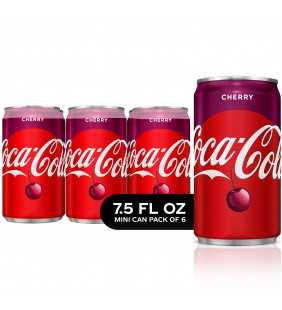 Cherry Coke Mini Cans Soda, 7.5 Fl Oz, 6 Count