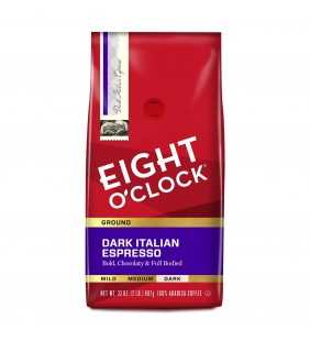 Eight O'Clock Dark Italian Espresso Roast Ground Coffee, 32 oz Bag