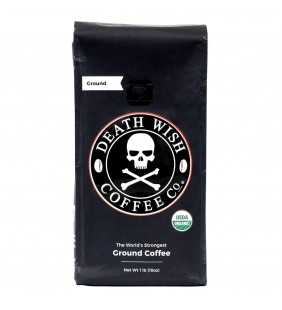 Death Wish Coffee Company Organic Fair Trade Strong Ground Coffee, 16 Oz