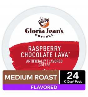 Gloria Jean's Raspberry Chocolate Lava Flavored K-Cup Pods, Light Roast, 24 Count for Keurig Brewers