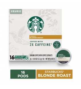 Starbucks Blonde Roast K-Cup Coffee Pods with 2X Caffeine — for Keurig Brewers — 1 box (16 pods)