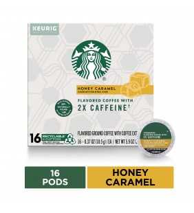 Starbucks Flavored K-Cup Coffee Pods with 2X Caffeine â Honey Caramel for Keurig Brewers â 1 box (16 pods)