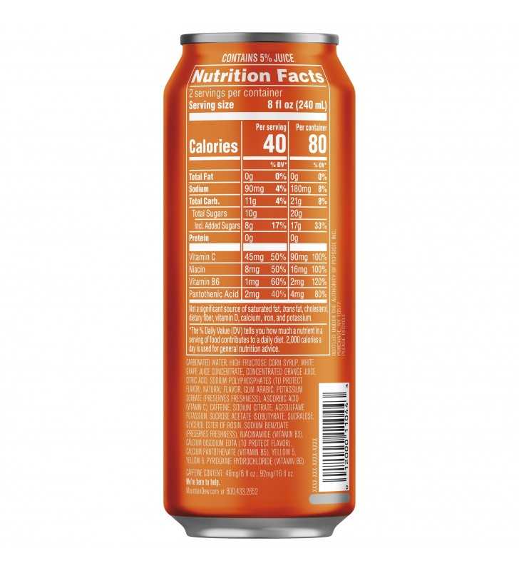 Mountain Dew Kickstart Orange Citrus Juice Drink, 16 oz Can