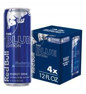 (4 Cans) Red Bull Energy Drink, Blueberry, 12 Fl Oz, Blue Edition